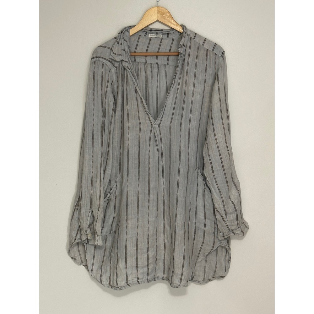 Free People x CP Shades Linen Tunic Top Oversized Womens L Beachy Casual Coastal